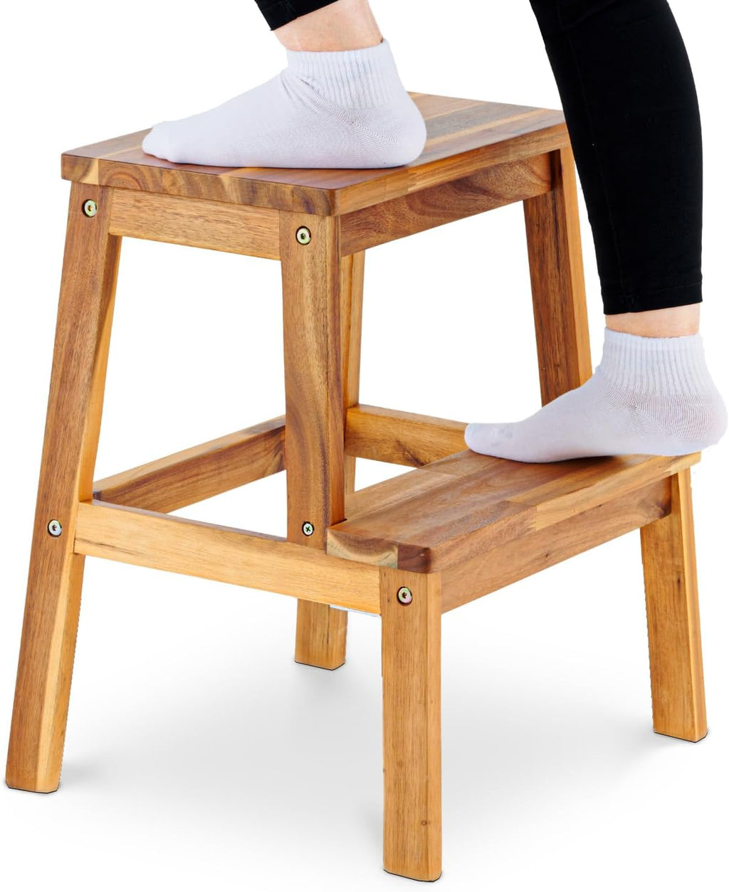 BEEFURNI 2 Step Wood Stool, Wooden Stepping Stools for Adults & Kids 350 lbs, Kids Stepping Chair, Bathroom, Bedroom Bench, Closet Climbing Chair, Easy to Assemble, 1 Year Manufacturer Warranty
