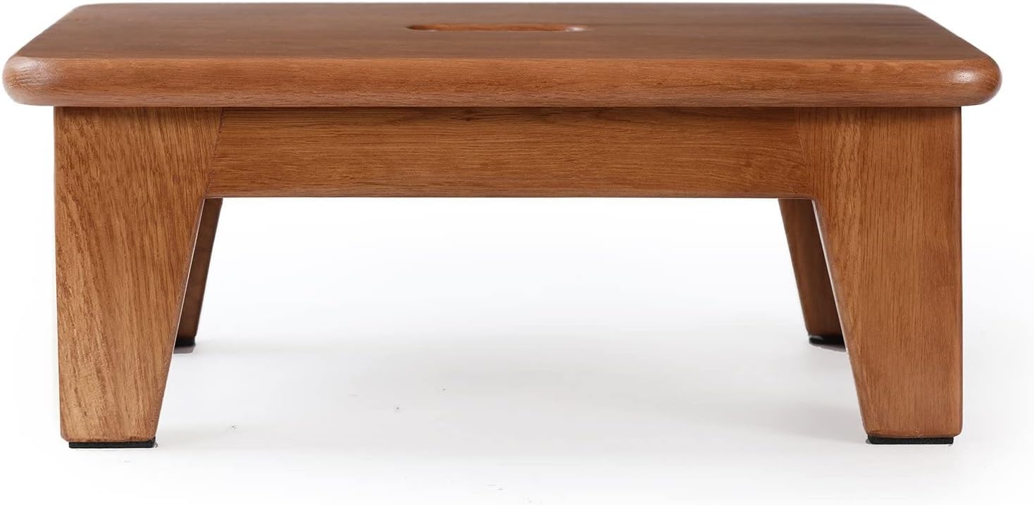 CONSDAN Step Stool for Bed - USA Grown Oak, Wooden Stool for Adults and Seniors, 6.5" High, Non-Slip Mat, No Assembly Needed, Solid Wood, Chocolate Color