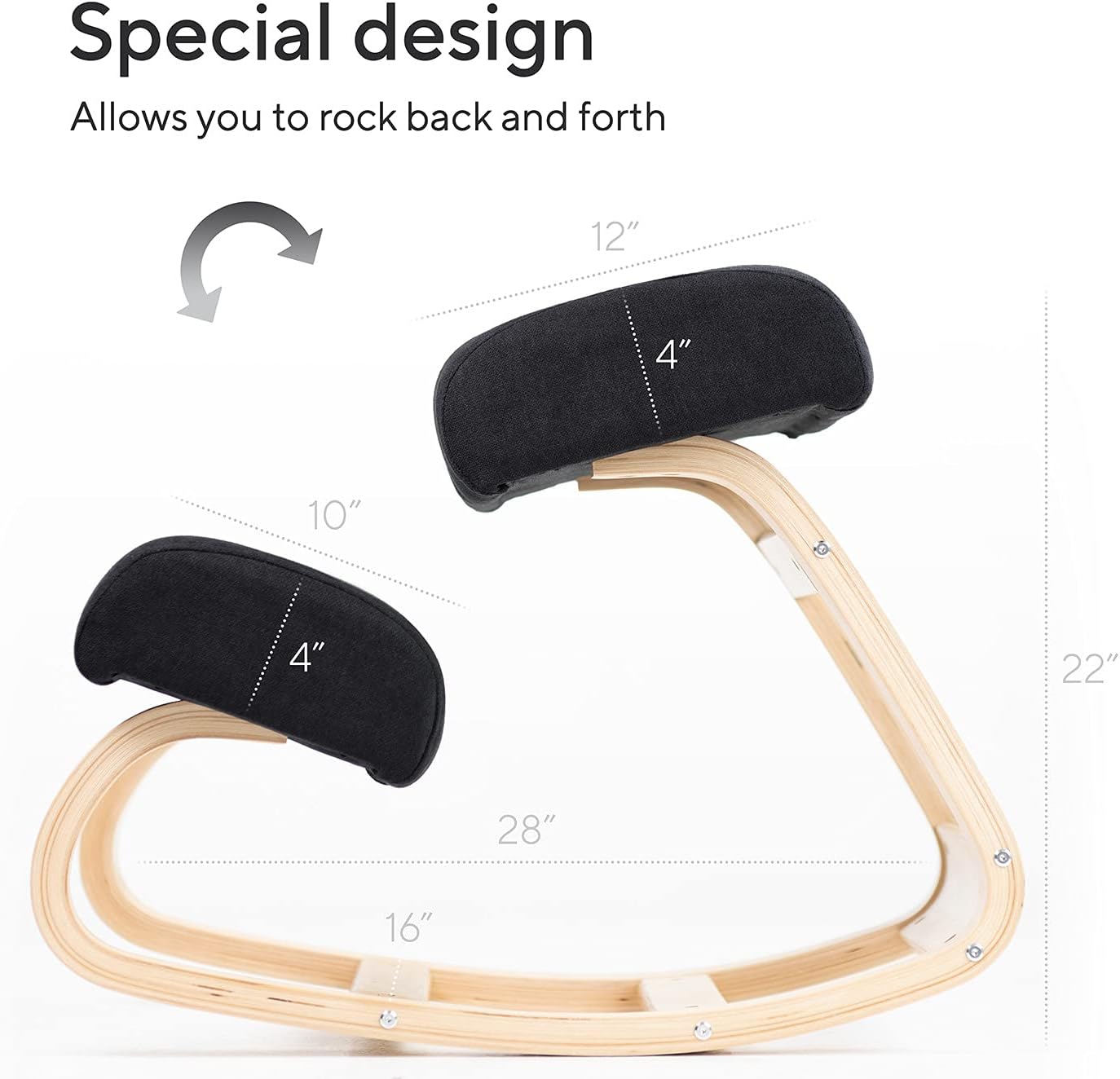 Luxton Memory Foam Ergonomic Kneeling Chair - Posture Support Comfortable Padded Office Desk Chair - Angled Rocking Stool & Balancing Seat - Natural Relief for Neck or Back Pain