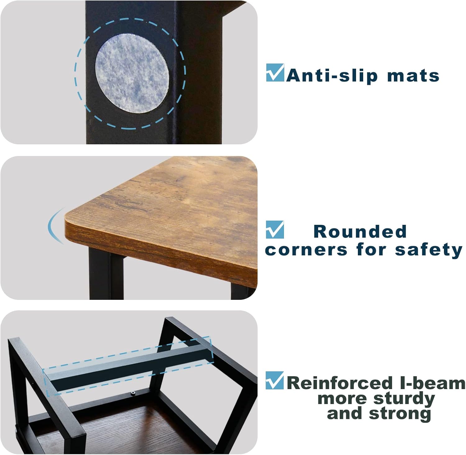 Step Stool for Adults & Kids,Holds up to 500Lb,3 in1 Heavy Duty Sturdy Wooden 2 Stepstool for Kichen/Bathroom/High beds, Metal Frame, Non-Slip Pads