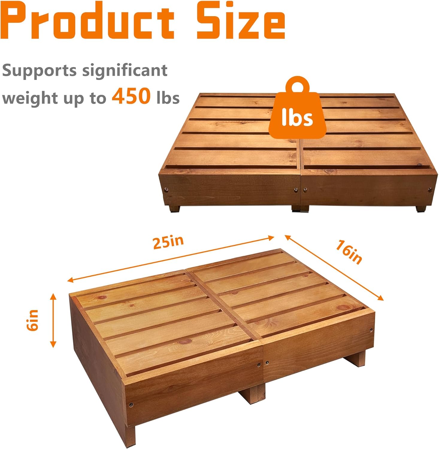 Wooden Step Stool 6” Height, Step Stools for Bed, Bed Steps for High Beds for Adults and Elderly, Step Stool for Bedroom, Kitchen, Living Room, Oak