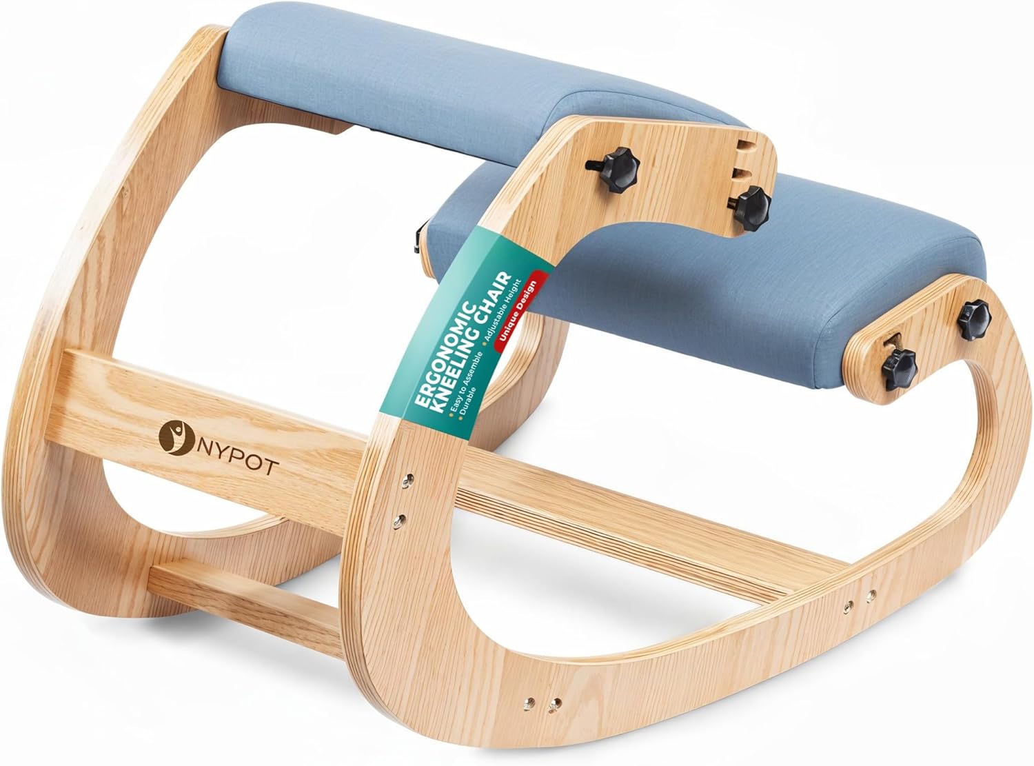 NYPOT Ergonomic Kneeling Chair with Adjustable Seats - Knee Chair for Posture Correction & Kneel Rocking Stool for Desk - Back Pain Relief for Home and Office, Supports 250 pounds - 5 Years Warranty