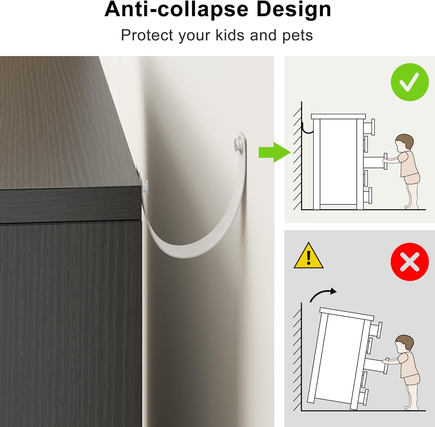 Modern Black 6 Drawer Dresser - Simply Chest of Drawers for Bedroom, Closet, Living Room, Hallway, Entryway, Wood Storage Double Dresser with Smooth Metal Rails - Black