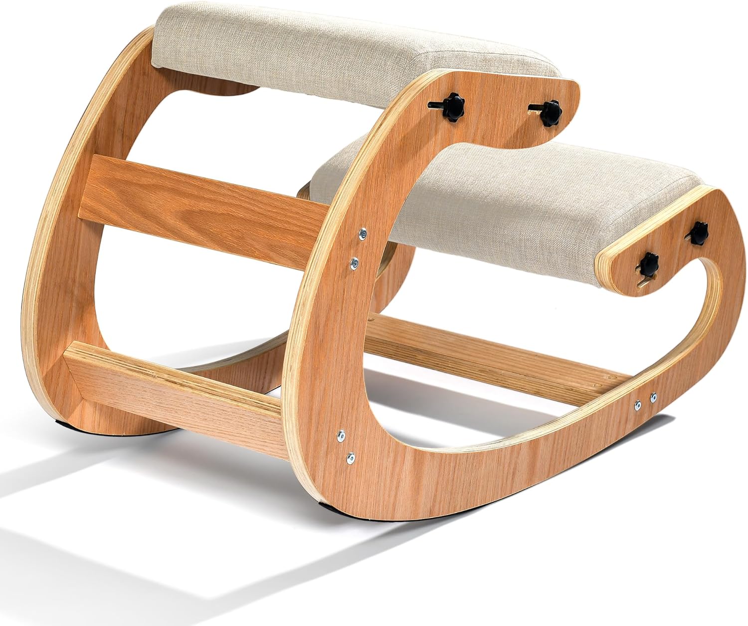 Easyego Kneeling Chair Ergonomic Posture Chair, Wood Adjustable Rocking Knee with Soft Padding, Natural Relief for Neck or Back Pain for Home Office, Max Load 300 lb - Gray